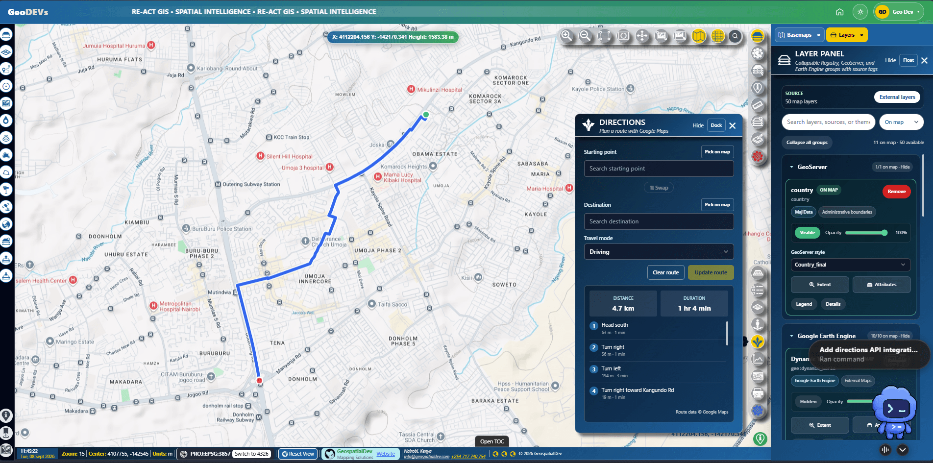 Plan and communicate action interface example