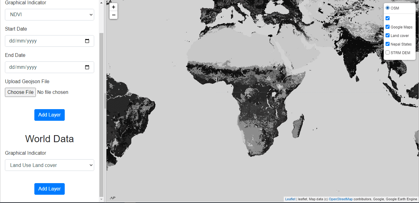 Earth Observation Monitoring interface